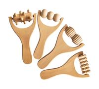 VOSAREA 4pcs Wooden Roller Foot Massager Rollers Natural Wood Round Delicate Massage Tools Easy to Carry Protect Fingers Travel Outdoor Muscle Relief