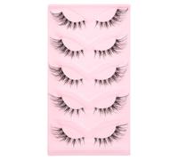 VOSAREA 5 Pairs Black False Eyelashes Set Synthetic Material Lash Strips Lightweight and Easy to Use for Everyday Life and Attending Parties