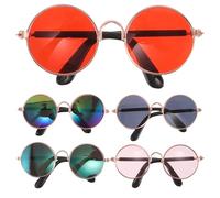VOSAREA 5 Pairs Retro Pet Sunglasses for Small Dogs and Cats, Metal Frame, Comfortable Fit, Easy to Use, for Photo Shoots and Daily Walks, Trendy and Fashionable Shades
