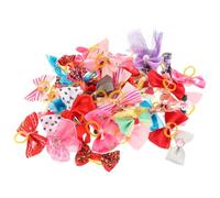 VOSAREA 50pcs Cloth Pet Bow Tie for Dogs and Horses, Small Decorative Bowknot Hair Accessory, Soft Dress up Pet Decoration for Animals in Special Occasions Random Color