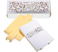 VOSAREA 50pcs Rose Pattern Candy Boxes Paper Treats Boxes Decorative Hollow-out Elegant Wedding Party Food Safe Practical Candy Packaging