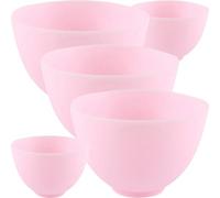 VOSAREA 5pcs Facial Mask Mixing Bowl Silicone DIY Mask Bowl Flexible Reduces Waste Pink for Camping and Restaurant Skincare Tools