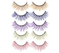 VOSAREA 5pcs Handmade Bushy False Eyelashes for Women, Dramatic Stage Party Plume Lashes, Decorative Reusable Strip Lashes for Cosplay and Makeup Random Color