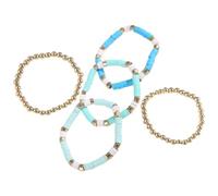 VOSAREA 5pcs Polymer Clay Bead Bracelets Pack for Women, Bohemian and Retro Style, Easy to Use Elastic Wrist Jewelry, for Daily Dress and Beach Wear