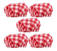VOSAREA 5pcs Red Gingham Glass Jar Covers for Bread Fermentation Sourdough Proofing Cloth Storage Jar Lids Kitchen Canning Lid Set