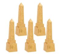 VOSAREA 5Pcs Resin Egyptian Obelisk Figurines 4X1.2 Inch Miniature Pyramid Tower Decor for Desktop Sand Table Games and Home Office Display