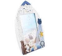VOSAREA 6 Inch Timber Mediterranean Style Picture Frame Ocean Theme Nautical Photo Frame for Home Decoration and Desk Display with Protective Features