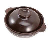 VOSAREA 600ml Braised Chicken Casserole Pottery Clay Stew Pot 7.66x6.29x3.54in Ceramic Double Side Handles Energy Gathering Heating Convenient to Move Home Stove Pot for Rice Noodles