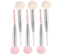 VOSAREA 6pcs Dual-ended Makeup Brush Set with Aluminium Tube and Sponge, Multi-functional Cosmetic Tool for Applying Concealer and Eyebrow Definition, for Eye Makeup