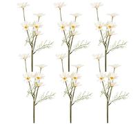 VOSAREA 6pcs Lifelike Artificial Flower Arrangement White Chrysanthemum Cosmos Daisy Decor for Home Office Photography Props Realistic Cloth Forever Blooming No Watering Needed