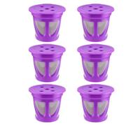 VOSAREA 6pcs Reusable Coffee Capsules with Fine and Plastic Filters Fill Clamshell Design Compatible with K-Cup Machines Suitable for Home and Restaurant Use Purple