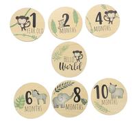 VOSAREA 7pcs Wooden Cards Double-Sided Growth for Monthly Photos Natural Decorative Discs for Parents to Capture Precious Memories