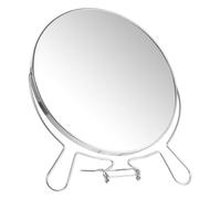 VOSAREA 8 Inch Silver Metal Cosmetic Mirror Lightweight Double-sided Tabletop Vanity Mirror with Swivel Function for Desk Use