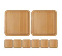 VOSAREA 8pcs Bamboo Coasters Square Trivet Mats for Plant Pot and Drinks Protection, Easy Cleaning, Natural Rustic Style Suitable for Busy Lifestyles and Kindergarten Use