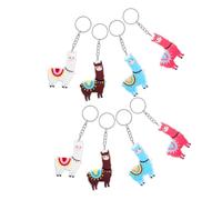 VOSAREA 8pcs Cute Alpaca Keychain Pendants Cartoon Animal Keychains with Delicate Pattern Lightweight Charms for Handbags Purses Festival Accessories in Blue Pink White
