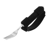 VOSAREA Adaptive Eating Utensils for Elderly and Disabled People with Fork Gripping Strap, Multifunctional and Easy to Clean Fabric and Stainless Steel Utensil Holder for Rehabilitation