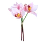 VOSAREA Artificial Cymbidium Flowers Decorative Props Artificial Orchids with Cloth Petals and Rod, Easy Shaping for Wedding Celebration Decor for Scene Decoration