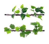 VOSAREA Artificial Reptile Vines with Green Leaves with Cups 2pcs Flexible Climbing Branches for Terrarium Decoration for and Chameleon Habitat in Reptile Tanks