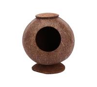 VOSAREA Beautiful Polished Coconut Shell Pet Nest for Hamsters and Squirrels, Natural Material with Craftsmanship, Brown Desktop Sleeping Bed Suitable for Winter and Summer