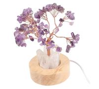 VOSAREA Bedside Night Light Bedside Night Lamp Bedside Lamp Wooden Amethyst Tree Night Light Crystal