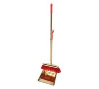 VOSAREA Broom and Dustpan Set Metal Outdoor Indoor Household Broom Dustpan Combo Teeth Bristle Attaches Easily to Pan for Storage