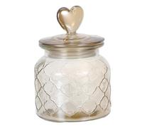 VOSAREA Brown Glass Jar with Lid Heart-Shaped Design, Lead-Free and Does Not Absorb Water, for Herbal Teas and Peanut Storage, Desktop Candy Storage Jar for Wedding and Home Use