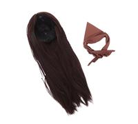 VOSAREA Brown Pirate Wig with Head Scarf for Men and Women Lightweight Breathable Costume Accessory for Halloween Carnival Parties Authentic Lifelike Brown Hairpiece for Pirate Fancy Dress
