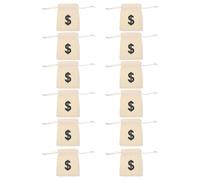 VOSAREA Canvas Money Bags with Letter Pattern Design Small Drawstring Pouches 12pcs for Wrapping and Bakery Food Suitable for Daily Life and Family Gathering