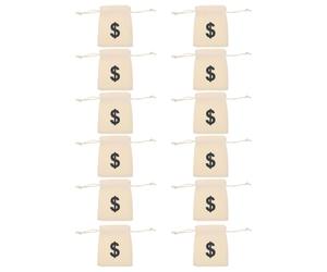 VOSAREA Canvas Money Bags with Letter Pattern Design Small Drawstring Pouches 12pcs for Wrapping and Bakery Food Suitable for Daily Life and Family Gathering