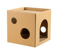 VOSAREA Cat Scratcher Box Kitten House Portable Corrugated Paper House Modern Style Safe Stable Indoor Play for Cats and Kittens