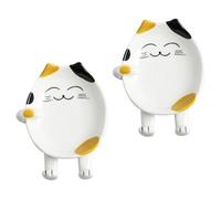 VOSAREA Ceramic Cartoon Cat Spoon Rest and Lid Holder 2pcs Set for Kitchen Utensils, Keep Counter Clean and Table Top Tidy, Kitchen Utensil Accessory Random Color