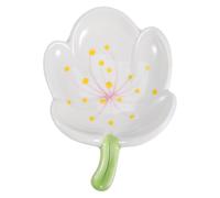 VOSAREA Ceramic Drain Soap Holder with Drainage Structure and Nonslip Design Flower-shaped White Soap Dish for Bathroom and Shower Use for Seniors