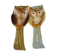 VOSAREA Ceramic Owl Spoon Rest and Holder Relief Etching, Creative Kitchen Utensil Stand for Dinner Table Decoration, Suitable for Home and Restaurant Use Random Style