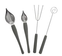 VOSAREA Chocolate Dipping Set with Sauce Painting Spoons Stainless Steel 4pcs Lightweight Decorating Tool for Cake Baking Decoration