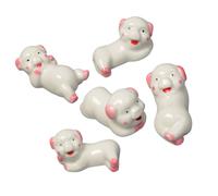 VOSAREA Chopstick Holder and Spoon Rest 5pcs Japanese Style Pig Shape Ceramic White Chopstick Stand for Hotel Room and Home Decoration