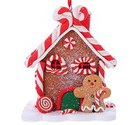 VOSAREA Christmas Lighted Gingerbread House Ornaments Glitter Claydough Candy House LED Snow Village for Christmas Tree Decoration Pre- lit Table Kindergarten Random Style