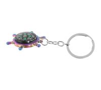VOSAREA Compass Keyring Mini Liquid Filled Metal Rudder Design Silver Key Chain for Car Keys, Backpack Pendant, Camping and Business Events
