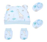 VOSAREA Cotton Hat Mittens and Socks for Newborns, Warm and Easy to Use Essentials Adorable Patterns, for Newborn and Boys