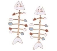 VOSAREA Creative Fish Bone Earrings for Women Alloy Quirky Dangly Jewelry for Shopping Travel Party Wear Unique Accessories Showing Individual Fashion Taste