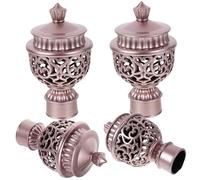 VOSAREA Curtain Pole Ends Vintage Decor 4PCS Drapery Pole Ends Roman Curtain Rod Hollow out Aluminum Alloy Head Cap Window Curtain Replacement Part for Home Shop Rose Gold Metal Trim Vintage Decor