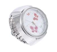 VOSAREA Decorative Butterfly Ring Watch for Women Silver Mini Finger Jewelry Watch Classic Round Dial Fashionable Accessory for Casual and Party Wear