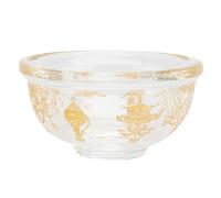 VOSAREA Decorative Cup, Crystal Buddha Offering Bowl with Carved Auspicious Patterns, Stable Thick Polished Bottom, Classic Decorative Accessory for Home Temple