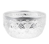 VOSAREA Decorative Metal Food Bowl, Round Handcrafted Silver Tableware | Multi Use Design, Sturdy and Lightweight, for Salons and Toilets, Restaurant Serving, Milk Tea Container