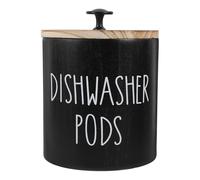 VOSAREA Dishwasher Storage Box Container High-Capacity Laundry Tablets Fall Decor for Kitchen Dispenser Desktop Decor Holder Birthday Decoration for Girl Laundry Jars with Lids Wood Black