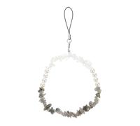 VOSAREA DIY Handmade Beaded Phone Lanyard with Crystal Chips and Pearls Grey-green Phone Wrist Strap Anti-lost Charm for Women Suitable for Mobile Accessories