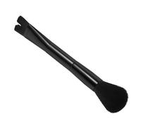 VOSAREA Double Ended Contour Makeup Brush for Nose and Face with Angled Nylon Bristles, Black Plastic Handle, for Applying Loose Powder and Liquid Foundation, for Women