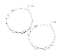 VOSAREA Double Layer Star Bracelet 2pcs Sterling Silver for Women | Smooth Bead Design, Secure Clasps, Adjustable Extender, Silver Finish, Wrist Wear, Special Events