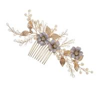 VOSAREA Elegant Bridal Hair Comb with Pearl Decoration, Delicate and Easy to Carry Side Comb and Women, for Appointment and Party, Long Serving Life Golden Hair Accessory