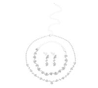 VOSAREA Elegant Evening Jewelry for Women Sparkling Rhinestone Necklace Earrings Bracelet Trio for Formal Dress Prom Gala Events Lightweight and Versatile Fancy Dress Jewellery