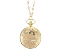 VOSAREA Elegant Vintage Gold Train Pattern Pocket Watch Retro Souvenir Timepiece with Chain for Men Women Classic Style Accessory